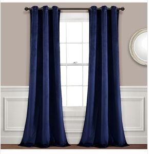 Prima Two Panel Velvet Darkening Insulated Window Curtains Navy Blue 38" X 84"